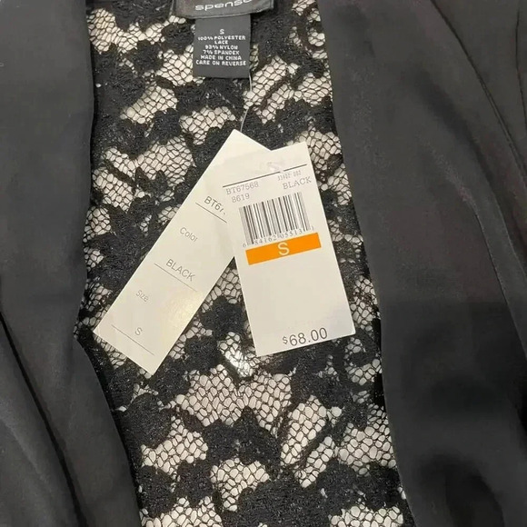 Spense NWT Black Lace 3/4 Sleeves Open Blouse Cardigan w/Front Tie Women’s Small - Picture 6 of 8